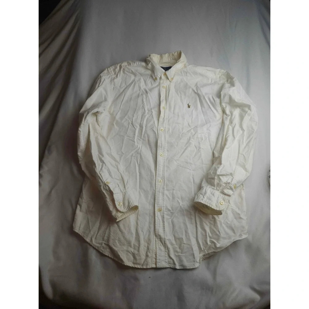 Ralph Lauren Boys White Cotton Oxford Button Down Shirt Size 20 Pony Logo